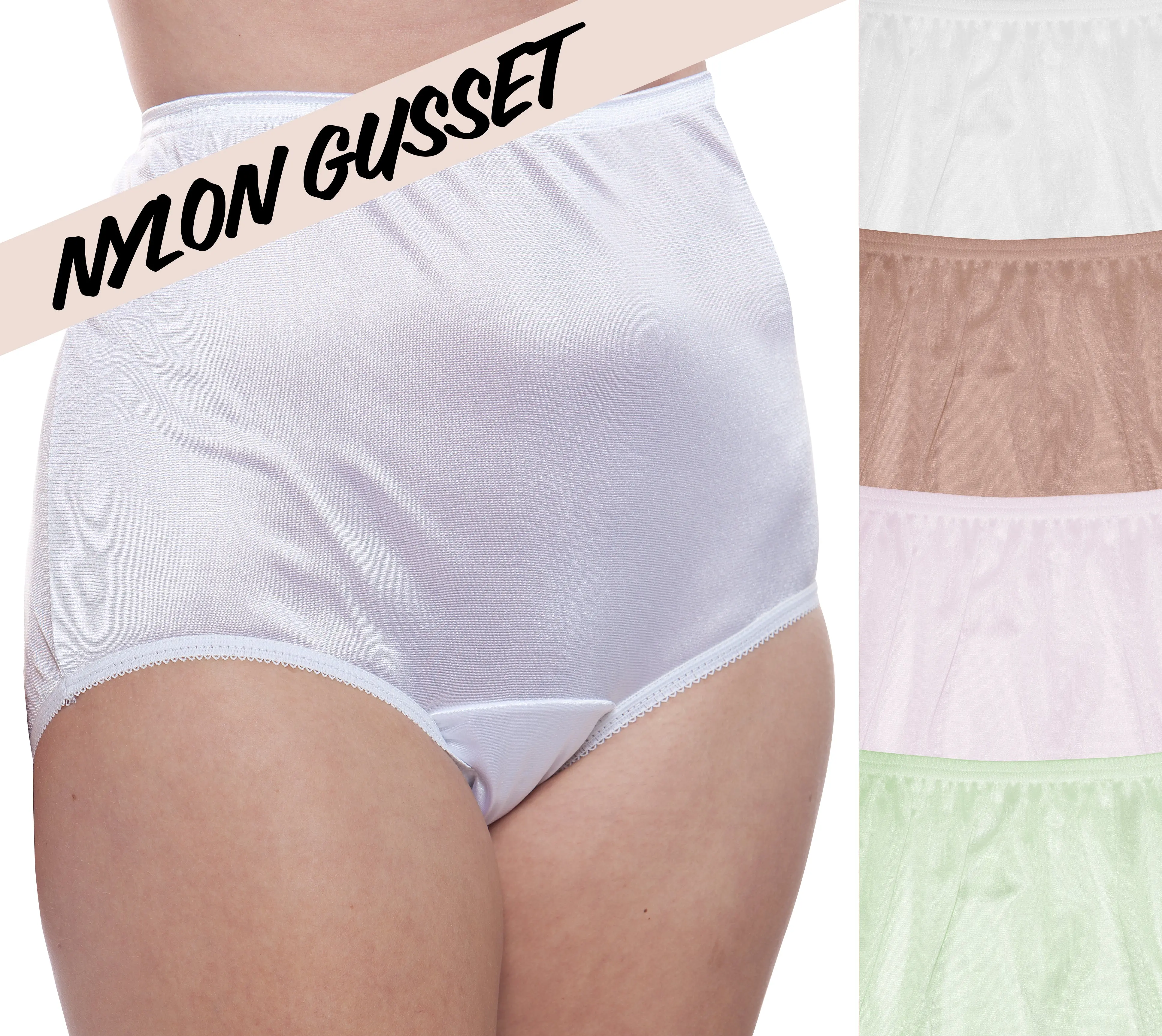 NYLON GUSSET Plain Jane/331 4 Pack: Mocha/Seafoam/White/Lilac
