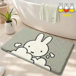 Kawaii Miffy Rabbit Floor Mat Bathroom Strong water absorption floor mat with thick flocked quick-drying soft plush anti-slip