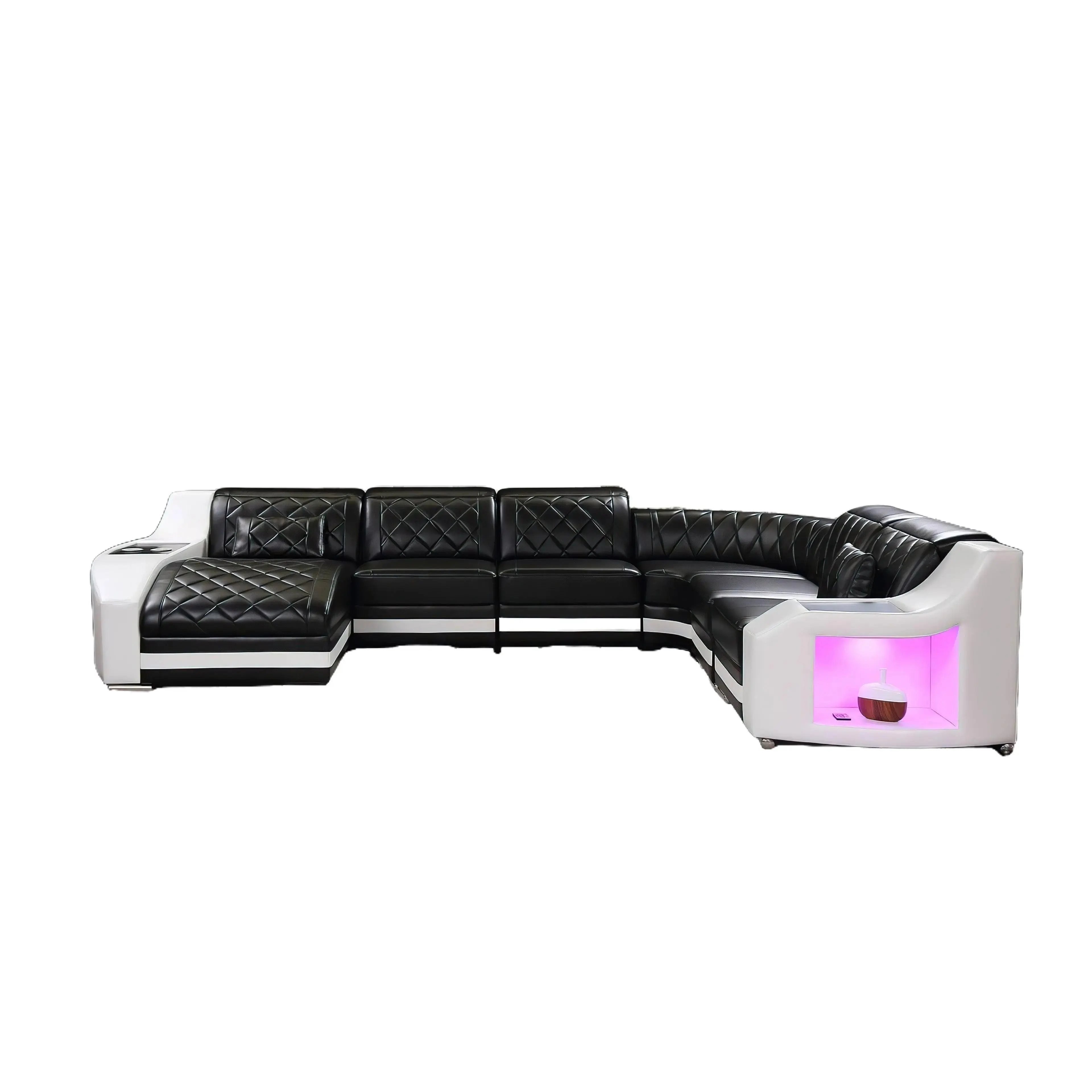 Saturn Modern Leather Sectional with Shaped Chaise soft