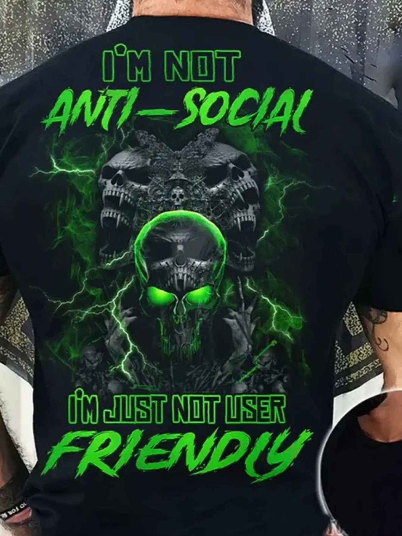 Men's Plus Size Cotton T-Shirt - Y2K Streetwear Style with Funny Slogan & Edgy Skeleton Print, Round Neck Short Sleeve Casual Top, Machine Washable Suitable for Parties, Gifts, Casual Attire - Ideal Gift for Men, PLUS SIZE