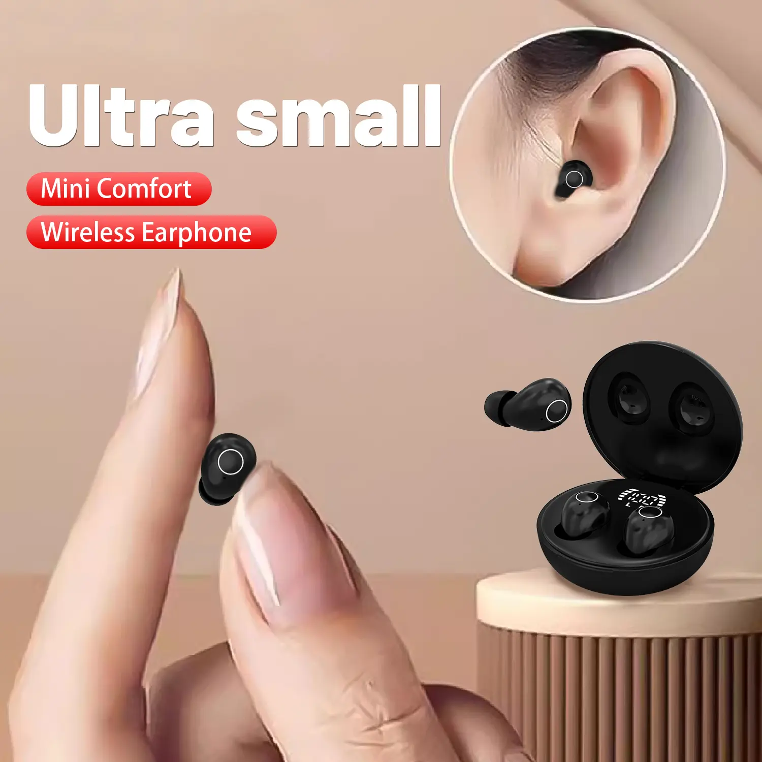 Invisible Bluetooth 5.4 Sleep Earbuds - Mini Soft In-Ear Wireless Earphones for Small Ear Canals, Ideal for Sleeping & Workouts noise cancellation function volume control headset touch operation immersive sound audifonos para dormir
