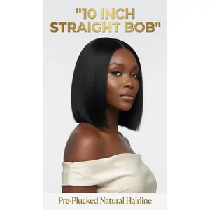 Straight Bob Human Hair Lace Front Wig, 13x4 HD Transparent Lace, 100% Virgin Human Hair Mocha Water Wave
