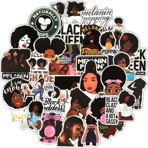 100 Pieces Melanin Stickers Black Girl Pop Singer Laptop Decal for Computer Water Bottles Skateboard Graffiti Patches, Trendy Waterproof Vinyl Stickers for Teens(Stylish)