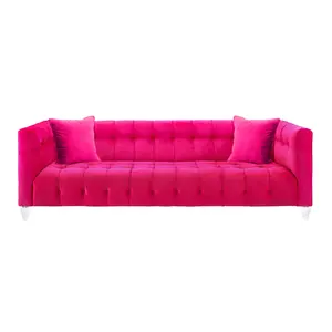Bea Contemporary Velvet Tuxedo Sofa with Button Detailing
