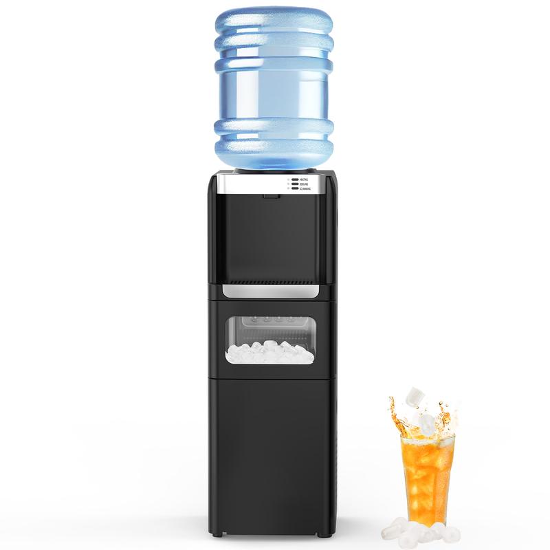 COWSAR Water Dispenser with Ice Maker Function, Top Loading Hot and Cold Water Cooler for 5 Gallon Bottle - Includes Child Safety Lock - Water Machine for Home, Office, Garage - Black