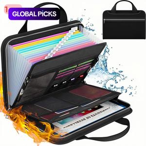 fireproof file folder with handle, large capacity a4 file organizer storage zip bag, test paper folder, files organizer, data paper organizer storage bag, paper organizers, office stationery & supplies, friend gift ideas, zip pouch, office accessories