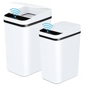 2.2 Gallon Touchless Can 1 Pack, Small Motion Sensor Smart Trash Can, Slim Waterproof Trash Bin for Bedroom, Bathroom, Office, Living Room, White garbage automatic