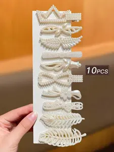 Gold Hair Clip Set (20pcs) – Pearl & Rhinestone Claw Clips for Women