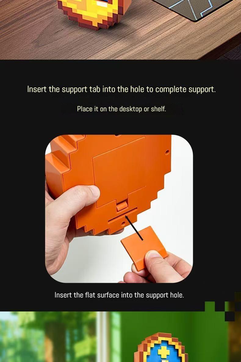 DIYCOM Retro Pixel Wall Clock Auto Switching Day Night Display Hanging Alarm for Bedroom Gamer Room Christmas Gift