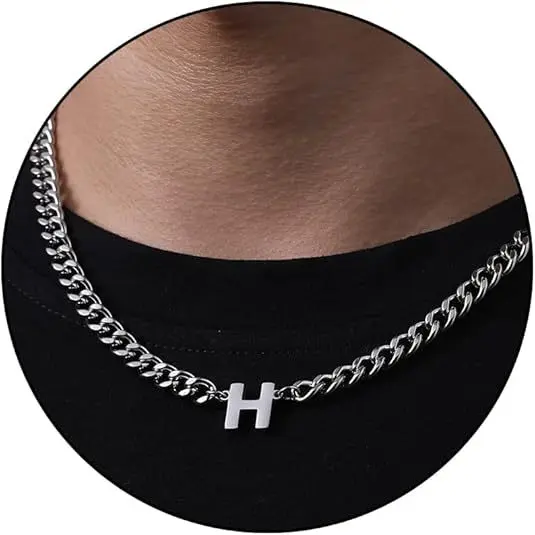 H letter necklace (steel color)