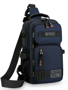 Men's Large Capacity Multi-Pocket Chest Bag, Fashionable Single Shoulder Crossbody Pack, Lightweight Travel Sports Pouch for Daily Use, Adjustable Shoulder Bag