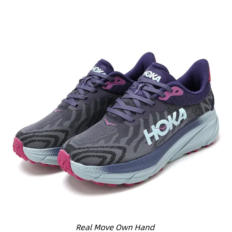 Dark Purple Camo Pink Outsole Platform Trail Running Sneakers for Women Breathable Mesh Shock Absorb Deep Tread Non Slip Outdoor Hiking Athletic Trainers