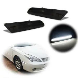 2pcs Smoked White LED Front Side Marker lamps Lights For 2002 2003 Lexus ES300 & 2004 2005 2006 ES330,Replace OEM 8173133021 8174133021, LX2532102 LX2533102