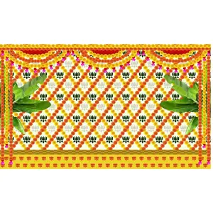 Traditional Indian Backdrop Banner for Diwali, Wedding, Housewarming - 5 x 8 Feet Fabric Backdrop (1015)