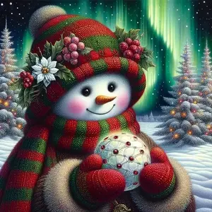 Snowman Pattern DIY Diamond Arts Colorful Painting Kit, 1 Set 5D Decorative Art Picture without Frame for Beginners, Wall Art Decor for Home