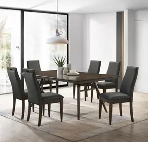 WES 7-PIECE RECTANGULAR DINING TABLE SET DARK WALNUT - Closeout Deal