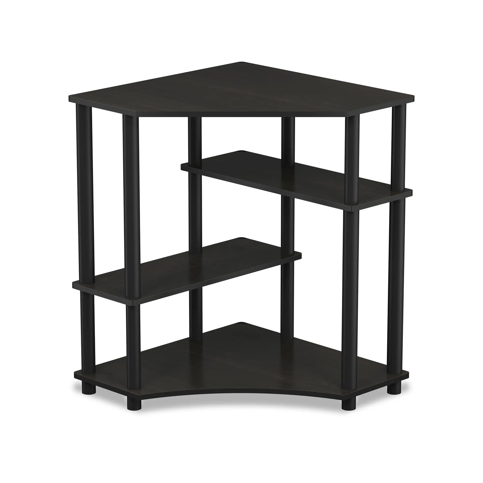 Desk setup upgrade made easy: the TURN-N-TUBE Desk in Espresso pairs a corner desk with open shelf storage and a corner-friendly shape, so your space stays clean, practical, and ready for a bedroom or home office corner.