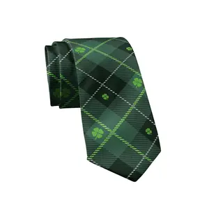 Saint Patricks Day Plaid Tie Funny Ties for Men St Patricks Ties Mens Novelty Neckties Green Argyle Tie Funny Ties