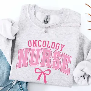 Oncology Nurse T-Shirt OR sweatshirt , Nurse Bow Shirt, Oncology Nurse Gift, Cancer Nurse Shirt, Pediatric Oncology, Oncology Nurse   Bottom