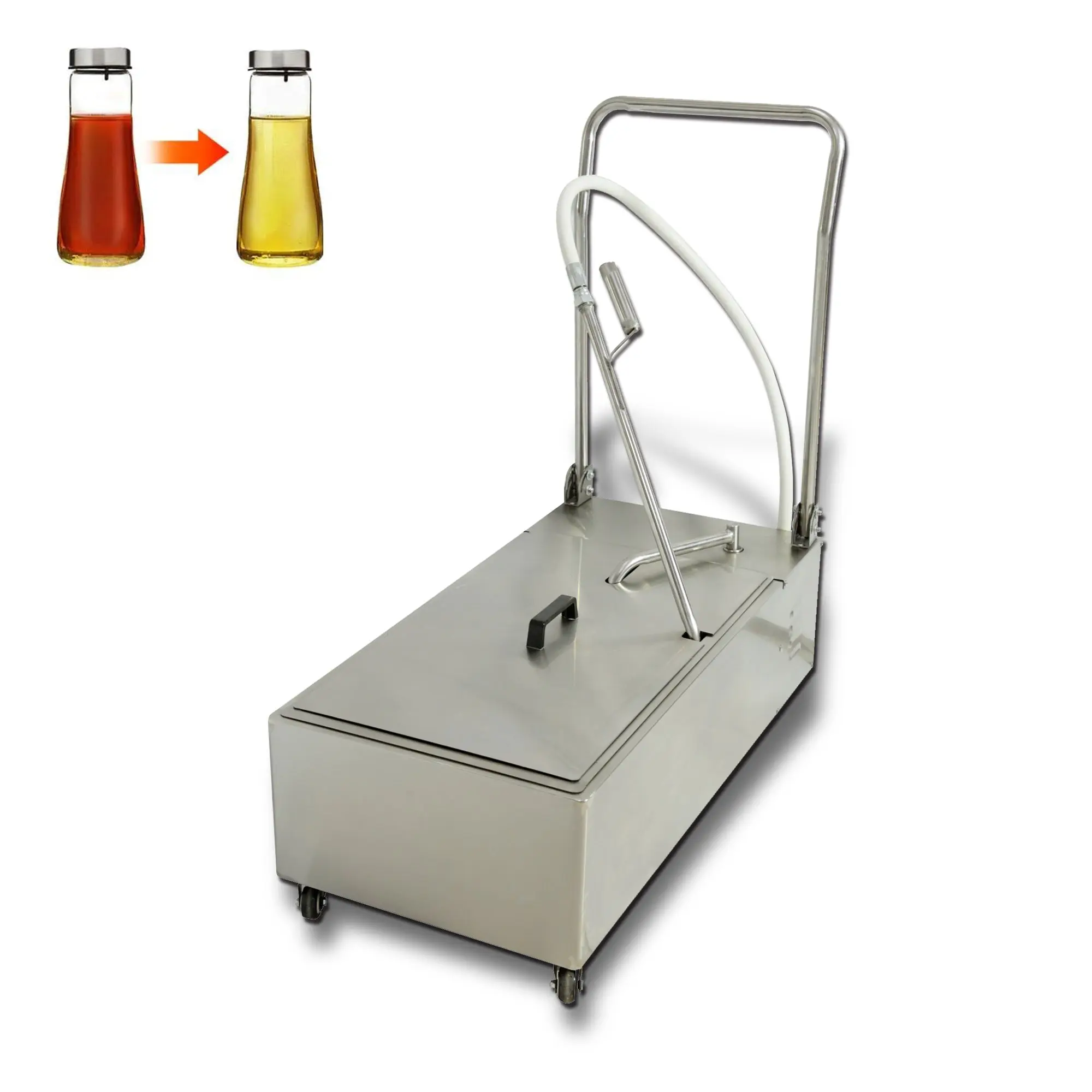 HAKKA Portable Durable Deep Fryer Filter Machine, Commercial Mobile 48L Oil Filter System, 1/2 Hp, for Restaurants