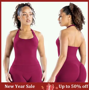 DEEFY Impact Halter Top Gymwear Workout Fitness Yoga Seamless Halter Tanks Sportswear Backless Sports Women Activewear Gym Outdoor Tank Tops Pilates Outfits Gymswear