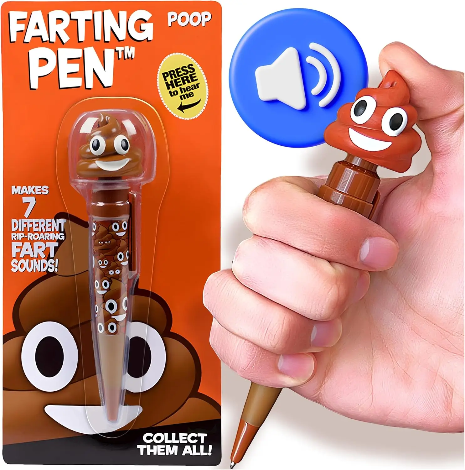 Farting Poop Pen with 7 Funny Sounds - 4th of July Gifts for Kids, Teens & Adults - Hilarious Funny 4th of July Prank Toy - Patriotic Accessories for
