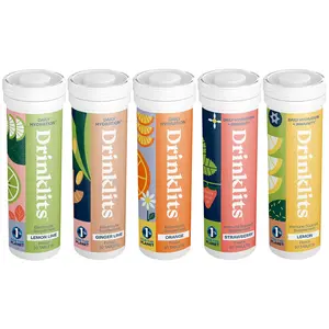 Drinklits Daily Hydration + Immune Support (5) Flavor Combo Pack | Tasty Fruit Flavors - 0g Sugar - Daily Use | 5 Tubes/50 Servings (10 Tablets Per Tube)