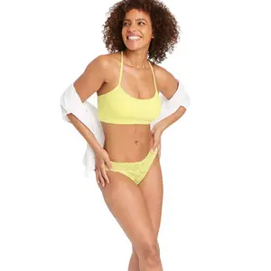 Women's Allover Lace Thong - Auden™ Size L Cotton Fabric