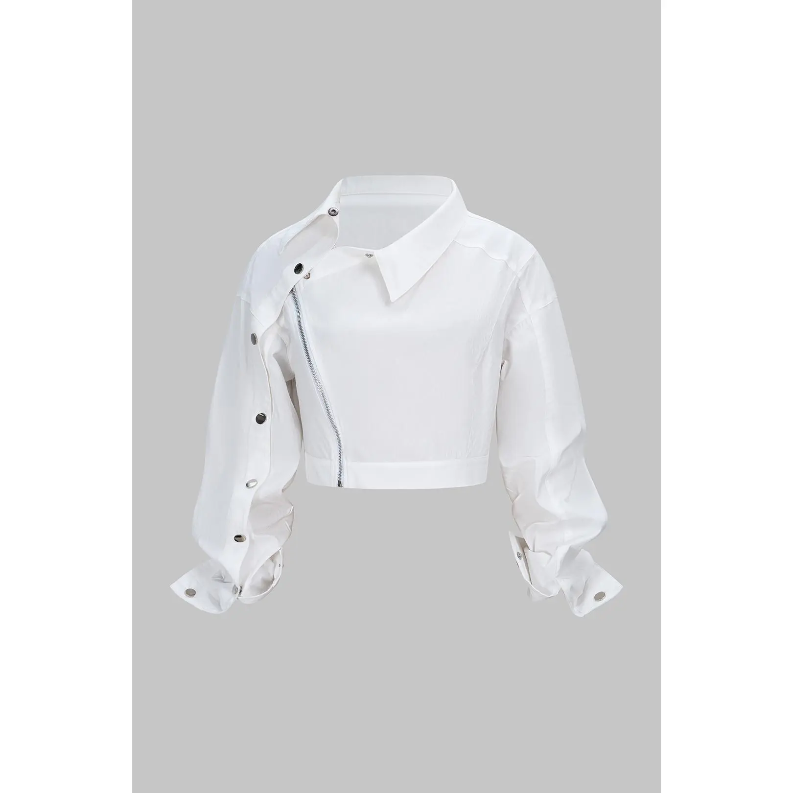Women's Casual Cotton Blend Blouse - Longsleeves, Asymmetrical Zip Detail, Loose Fit Shirt for Daily Wear