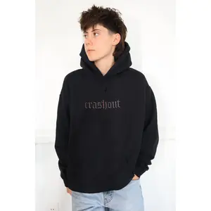Embroidered Black Only  'crashout' Hoodie or Crew Neck, Long Sleeve, Classic fit, Unisex, Adult