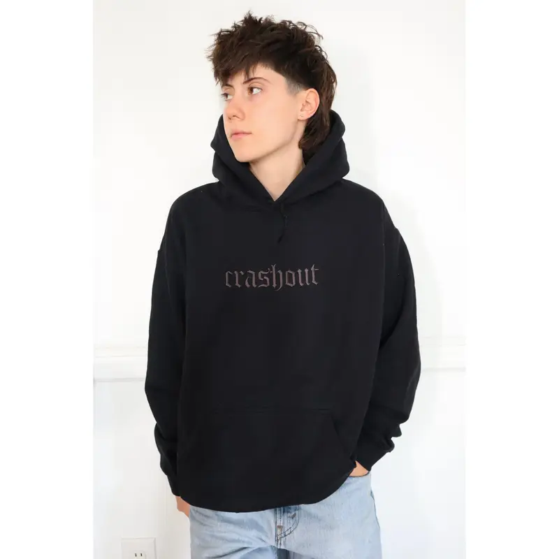 Embroidered Black Only  'crashout' Hoodie or Crew Neck, Long Sleeve, Classic fit, Unisex, Adult
