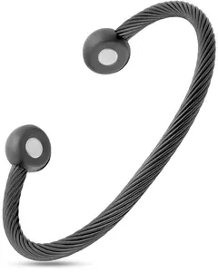 MagnetRX Twisted Cable Magnetic Bracelet Cuff (Gunmetal)