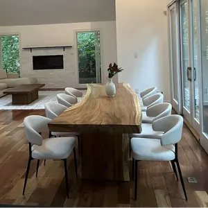 Live Edge Slab Dining Table With Wooden Legs