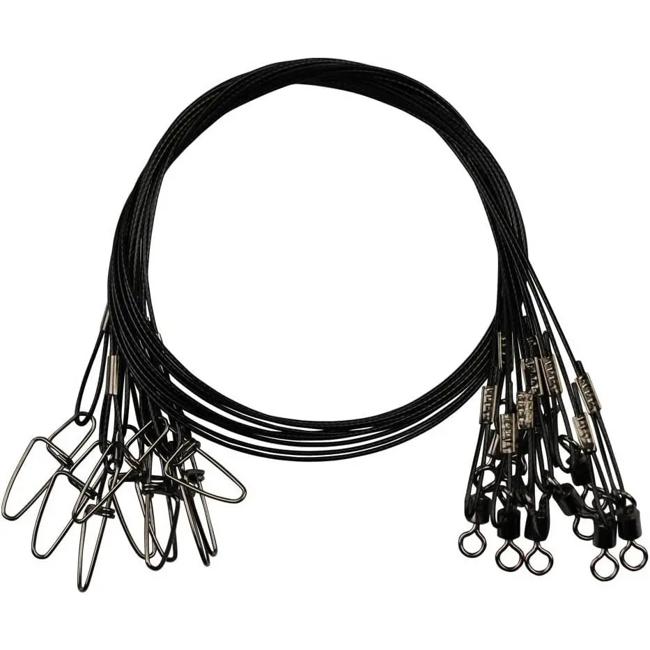20pcs Fishing Wire Leaders Heavy Duty Fishing Stainless Steel Wire Leaders 150LB High Strength Fishing Leaders with Swivels and Snaps Black/Red/Green