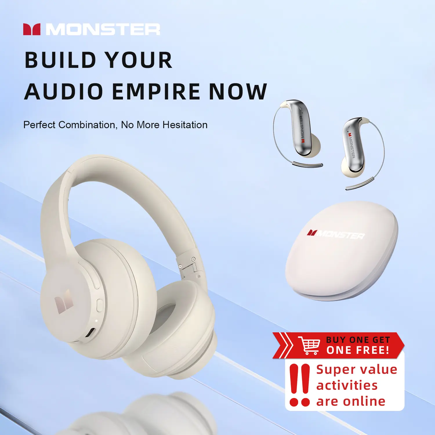 White Headphone + White Earbuds