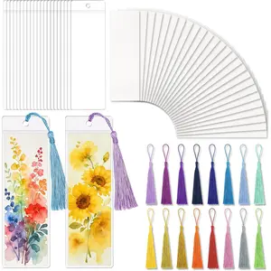 60 Pack Bookmarks with Sleeves & Tassels – Blank Watercolor Paper Bookmarks for DIY Painting, Reading, Classroom Crafts & Gift Tags