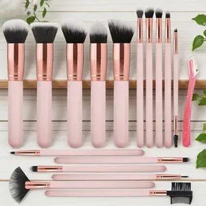 Beginner Makeup Saviour 16-Piece Soft Brush Set with Eyebrow Trimmer, Cloud-Like Skin-Friendly Touch, Real Wood Handle, Portable Storage