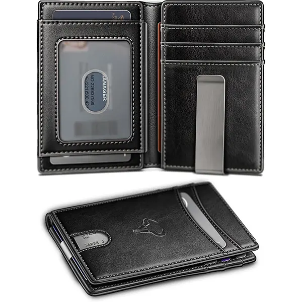 BULLIANT Slim Wallet For Men, RFID Blocking Magnetic Flip Wallet with 11Cards and Metal Money Clip, Gift for Men