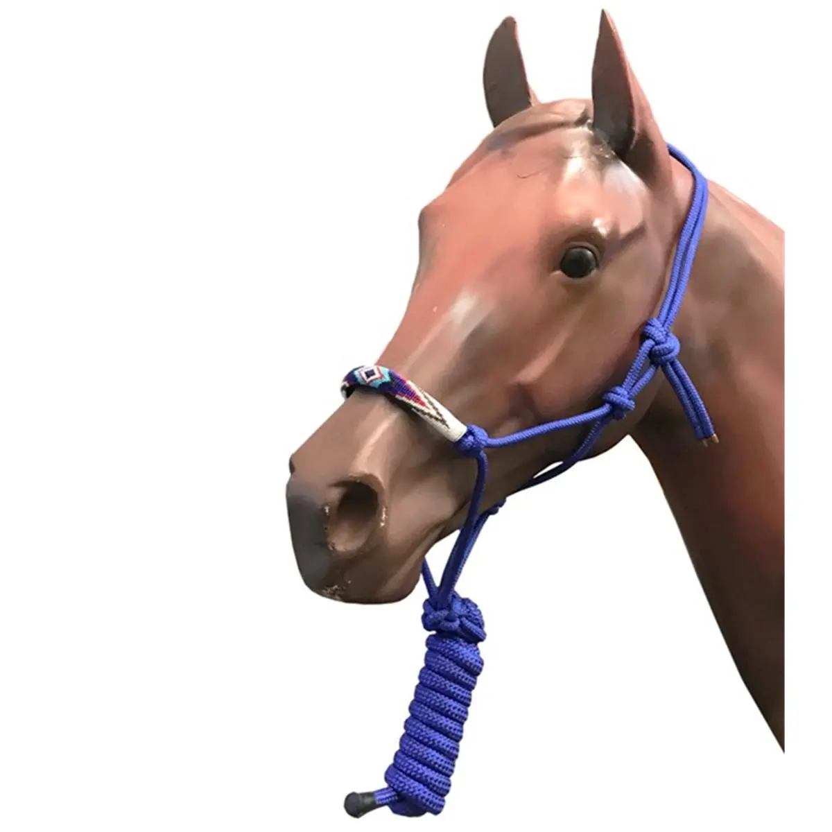 Jacks 4320-RY 8 ft. Equestrian Beaded Rope Horse Halter & Lead, Snug Fit, Royal Color