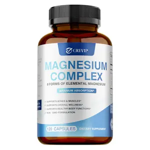 GREVIP Magnesium Complex - 8 Elements of Magnesium - Highly Absorbable - Supports Bones and Muscles, Healthy Body Functions - 120 Capsules/Multiple Bottles