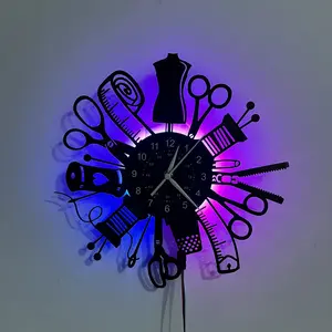 Tool Scissors Theme Vinyl Wall Clock, Home Decor, Holiday Decoration, Christmas, Graduation Gift, Barber Shop Decor, Living Room Gift