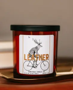 Leather Candle 8 oz by HoneydewCandleCo