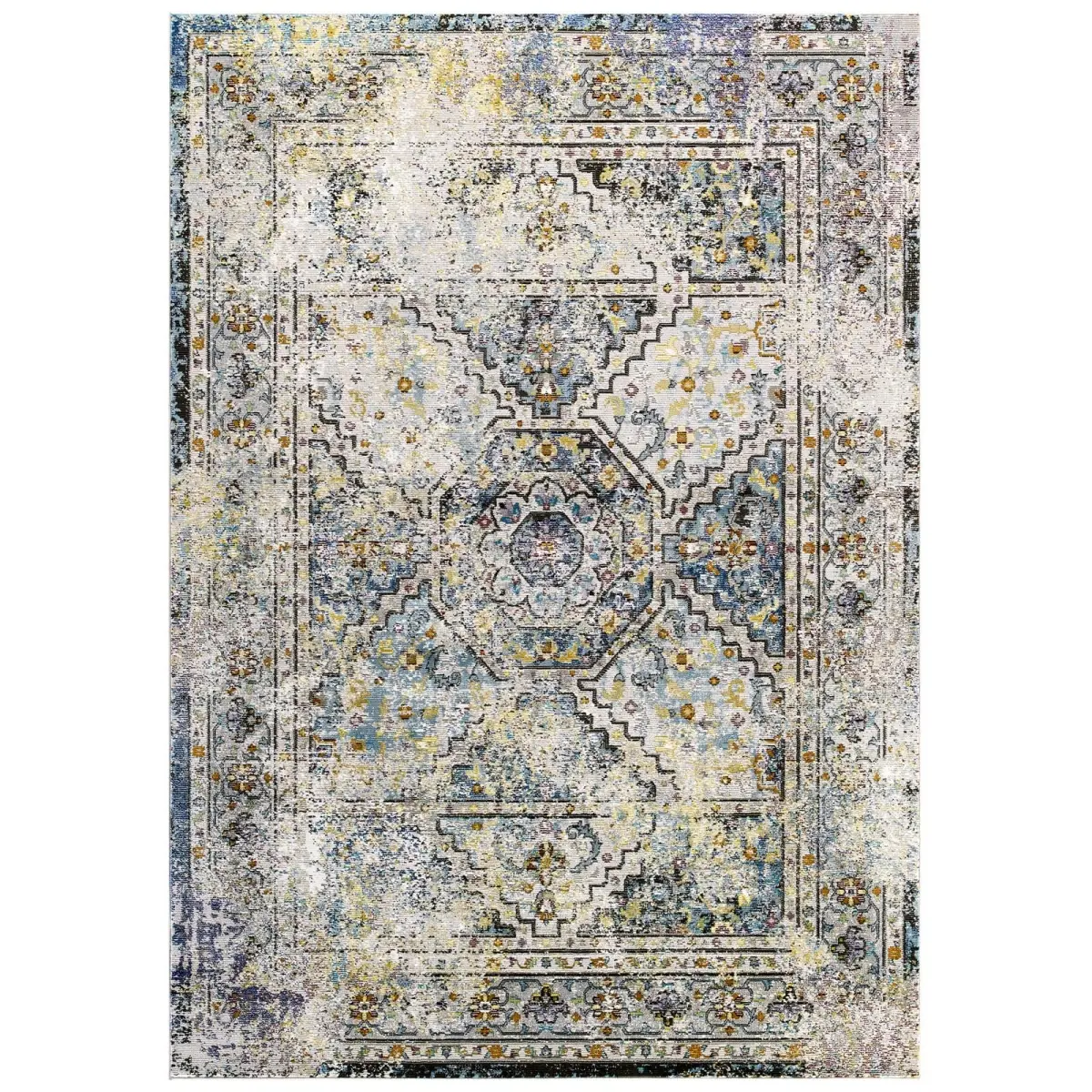 Modway Furniture R-1164A-46 4x6 in. Success Jacinda Distressed Vintage Floral Persian Medallion Floral Accents Area Rug, Multi-Color, Floral Accents Area Rugs