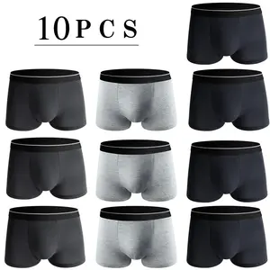 [10pcs / Pack]Three colors.Men's Solid Color Boxer Briefs, Casual Comfy Breathable Comfortable Athletic Sports Moisture Absorption Underwear for Daily Wear, Mens Underwear for All Seasons