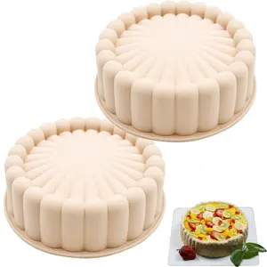 Charlotte Cake Pan,2Pcs Fluted Tube Cake Pan, Nonstick Silicone Cupcakes Molds