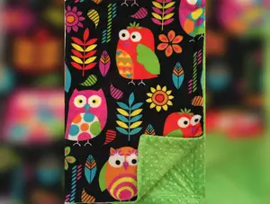 Blanket: Heavenly Plush Minky Fleece Owl on Luxe Lime Dimple Dot