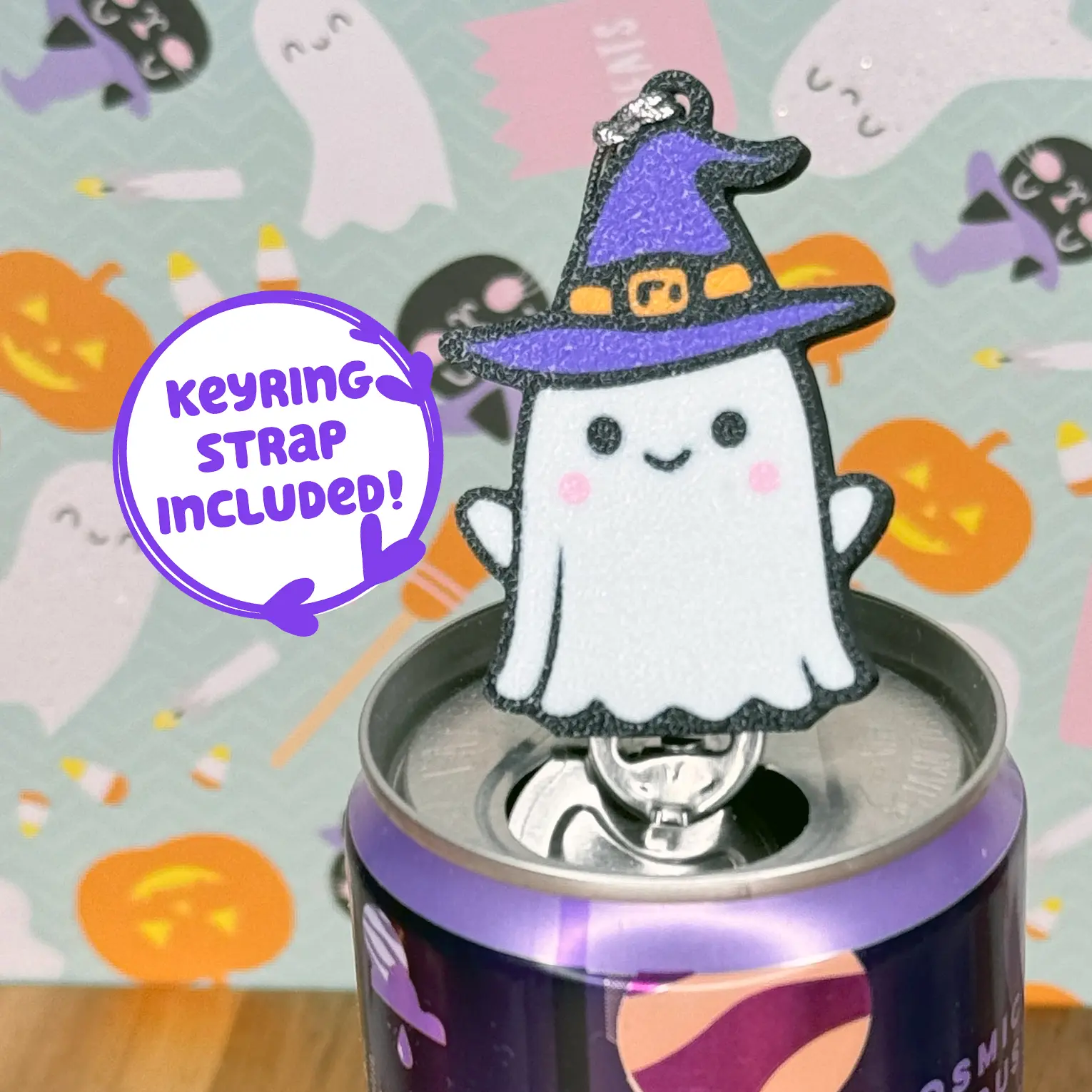 Tab Buddies Ghost Witch Soda Can Tab Opener with Keychain strap - Unique Accessibility Halloween Ghoul Present Gift for sore hands, arthritis, therapy