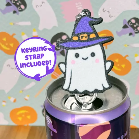 Tab Buddies Ghost Witch Soda Can Tab Opener with Keychain strap - Unique Accessibility Halloween Ghoul Present Gift for sore hands, arthritis, therapy