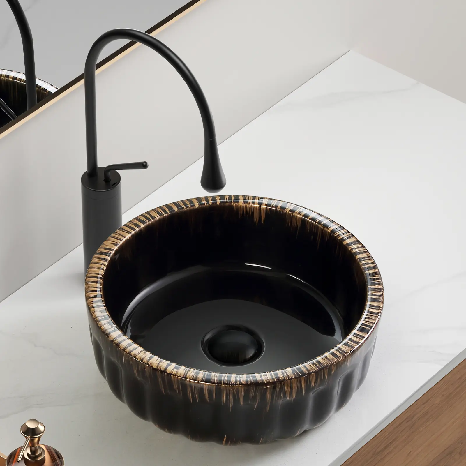 Ceramic Vessel Sink 15x15 Inch Above Counter Bathroom Vanity Top Mount Small Bowl Rectangular Basin Black Finish No Faucet or Drain Included American Traditional Style for Bathroom Remodel
