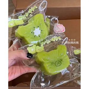 YOGURT PUREE like texture! 1Pc Handmade Squishy - Kiwi Bear shaped to relieve stress - Food grade silicone